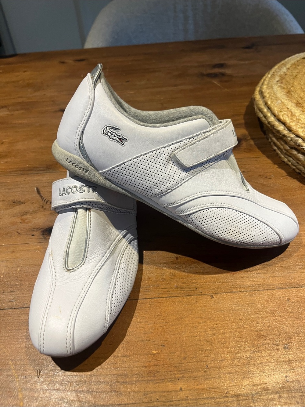 Lacoste Kids White Slip-On Athletic Shoes